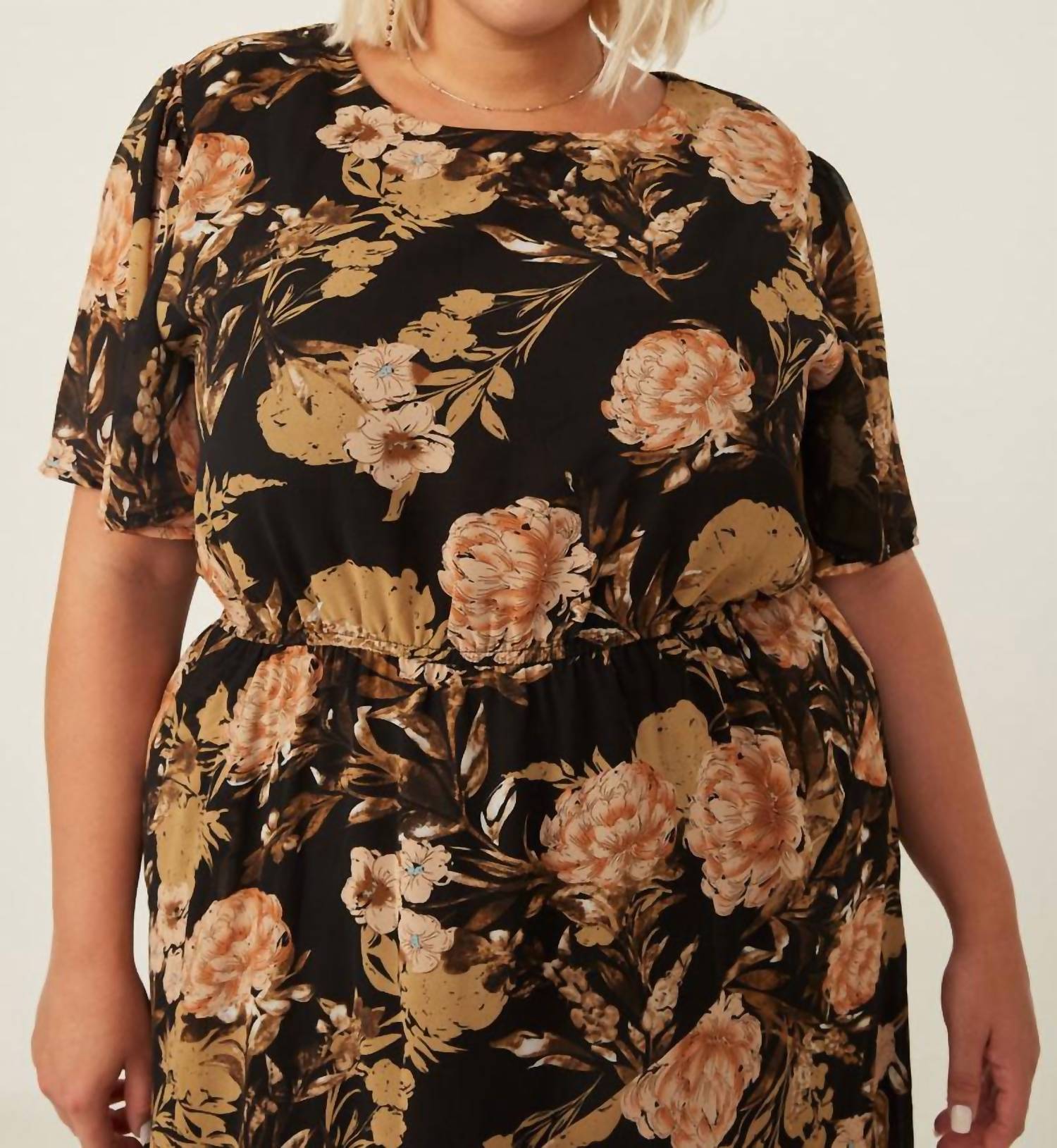 Hayden La - Sharon Peony Crew Neck Midi Dress