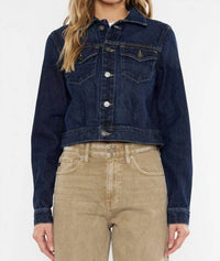 KanCan Front Patch Pocket Crop Jacket in denim - women's jacket