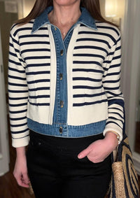 Velvet Heart - Mixed Media Stripe Cardigan 2.14