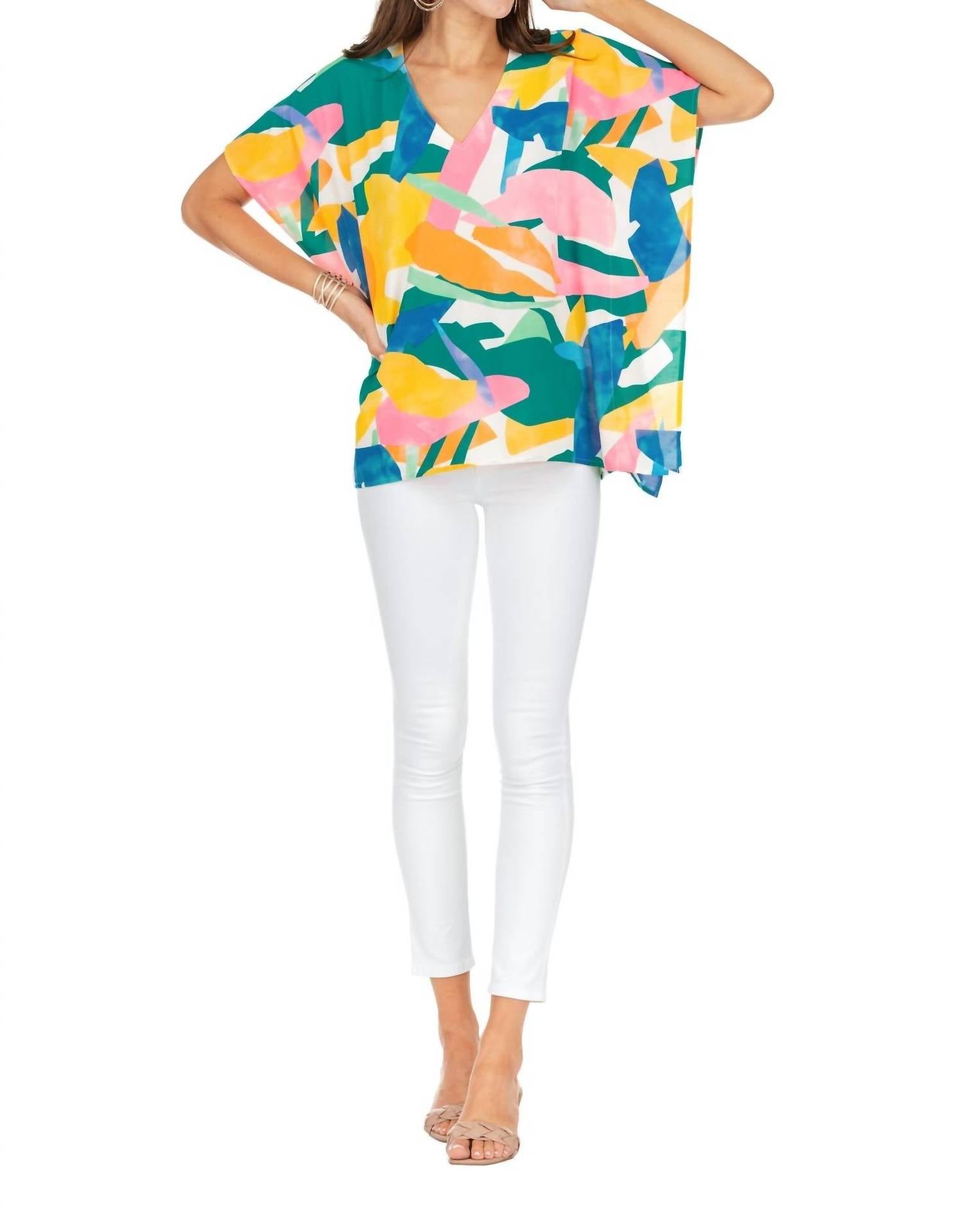 Jade Melody Tam - Georgia Geo Puzzle Print Short Sleeve Top