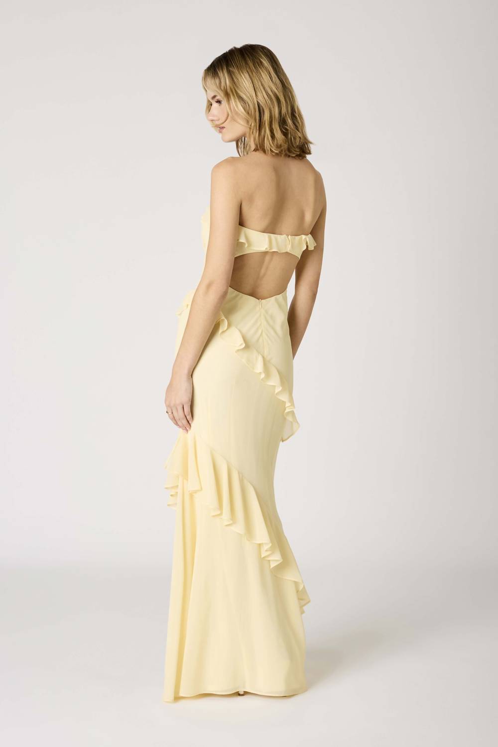 Cotton Candy La - Strapless Ruffle Tiered Maxi Dress