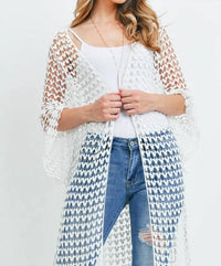 Riah Fashion - Long Crocheted Open Cardigan