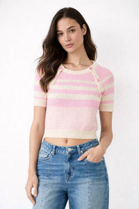 Steve Madden - Rayna Stripe Short Sleeve Sweater