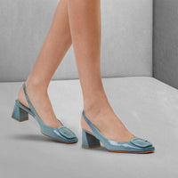 Santoni - Women's Patent Leather Slingback Mid-heel
