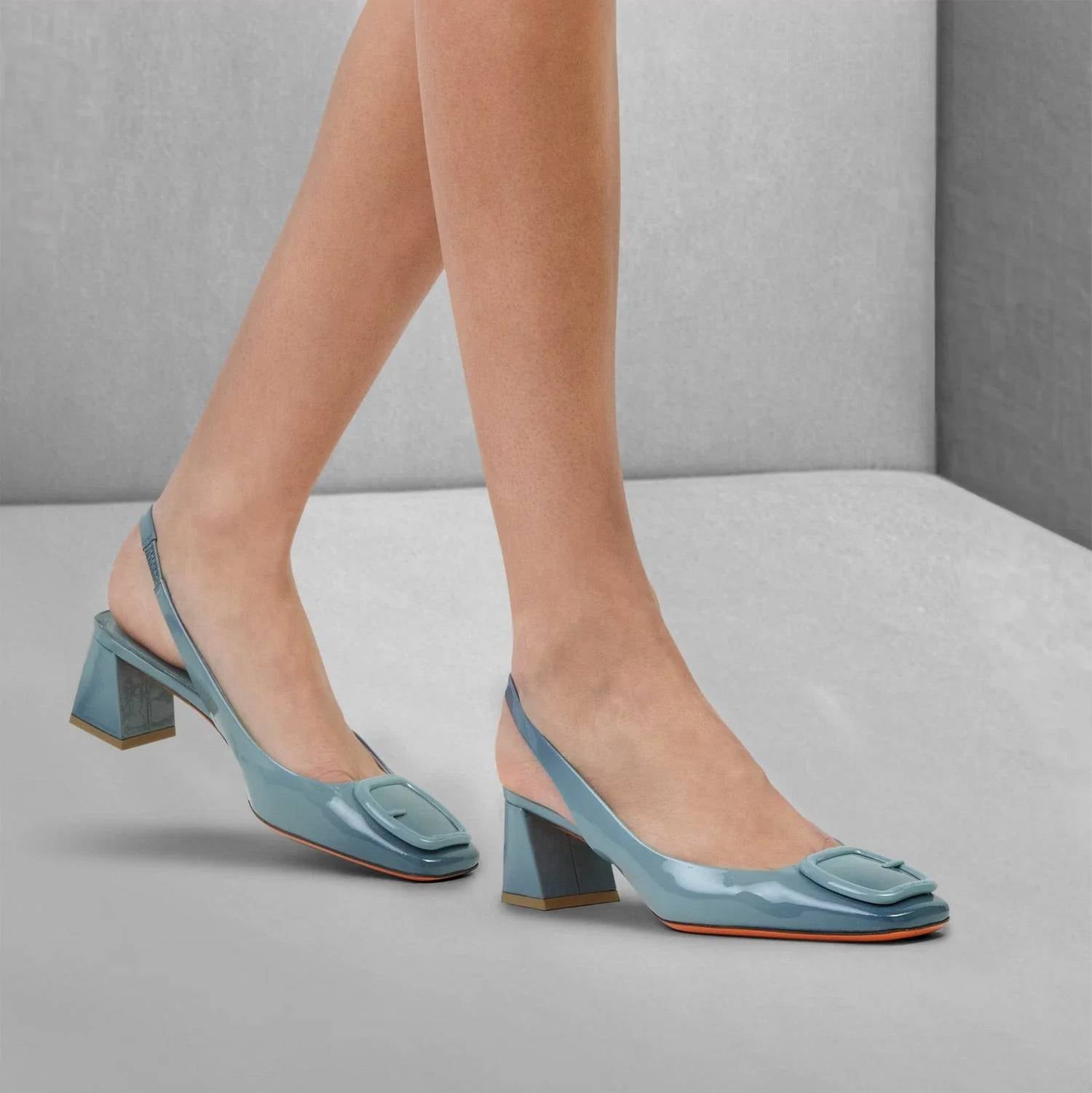 Santoni - Women's Patent Leather Slingback Mid-heel