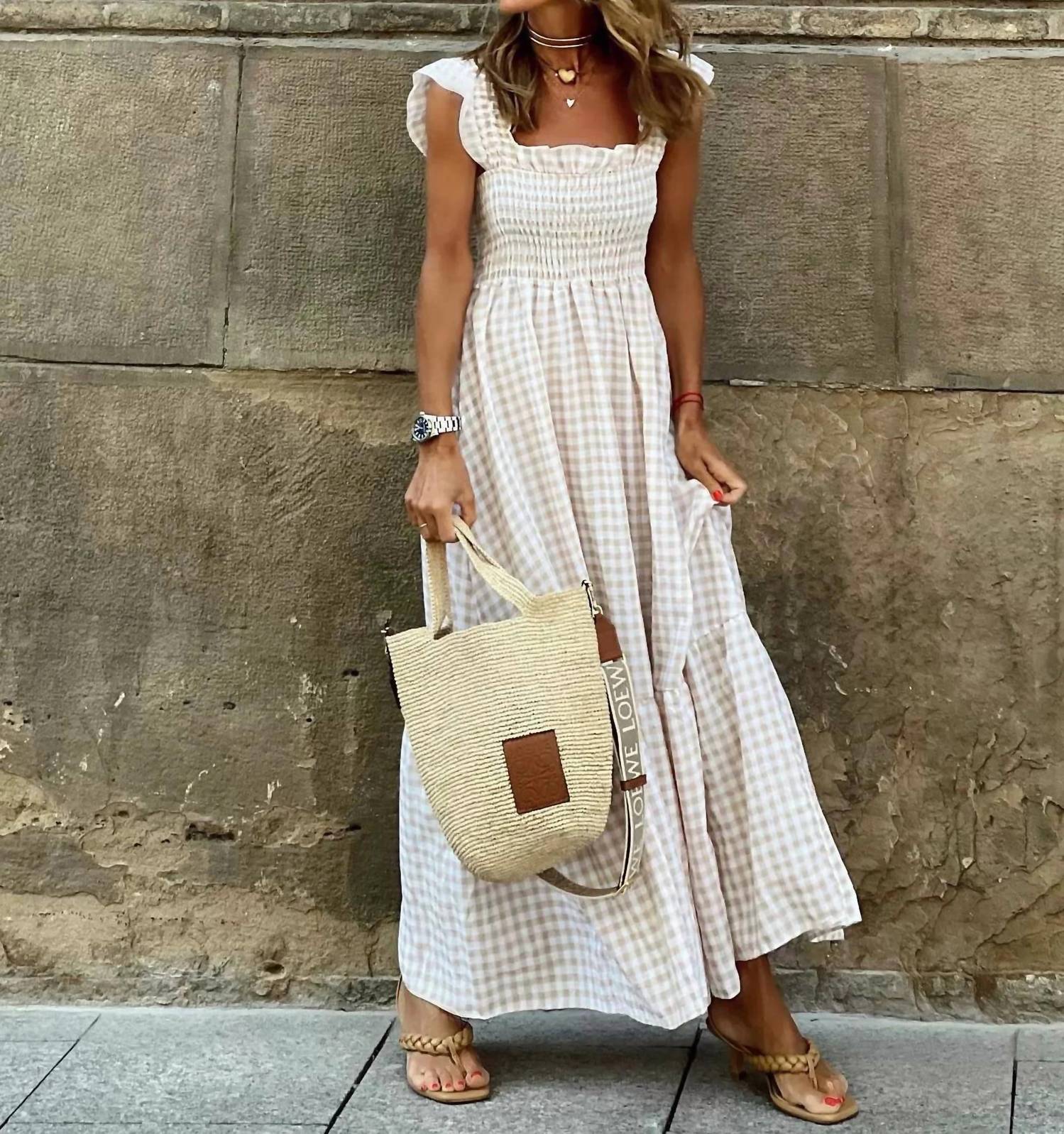 By A Thread - Tami Smocked Checker Dress