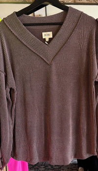 Bibi - Women's Two Tone V-neck Top & Pants Set