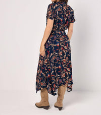 Apricot - Floral Magic Hanky Hem Midi Dress