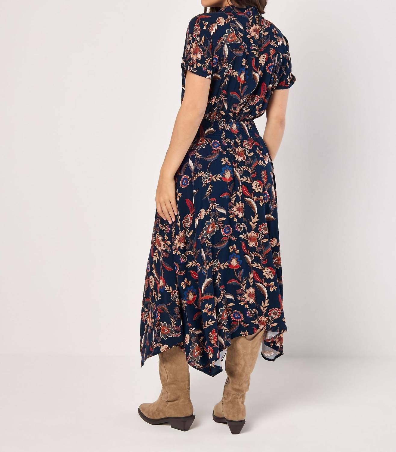 Apricot - Floral Magic Hanky Hem Midi Dress