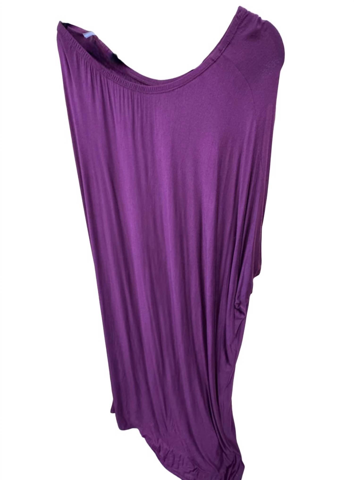 Carole Christian Women's One Shoulder Long Tee Dress in burgundy - women's dress