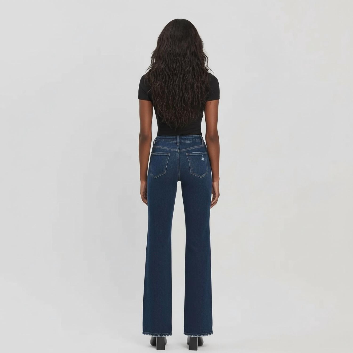 VERVET BY FLYING MONKEY Bella Flare Jeans in restructure - women's jeans - detail view
