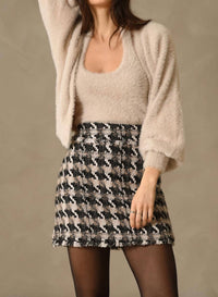 Greylin - Lenny Houndstooth Tweed Mini Skirt