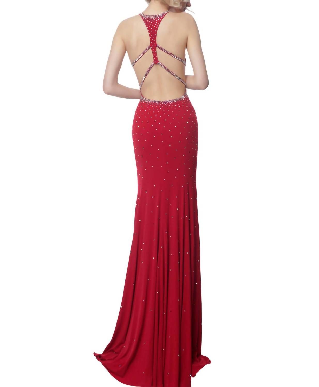 Jovani - Beaded Jersey Dress