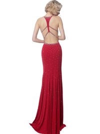 Jovani - Beaded Jersey Dress