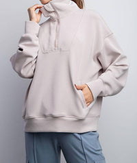 Rae Mode - Women's Scuba Quarter Zip Funnel Neck Pullover