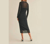 Miou Muse - Sheer & Shimmer Midi Dress