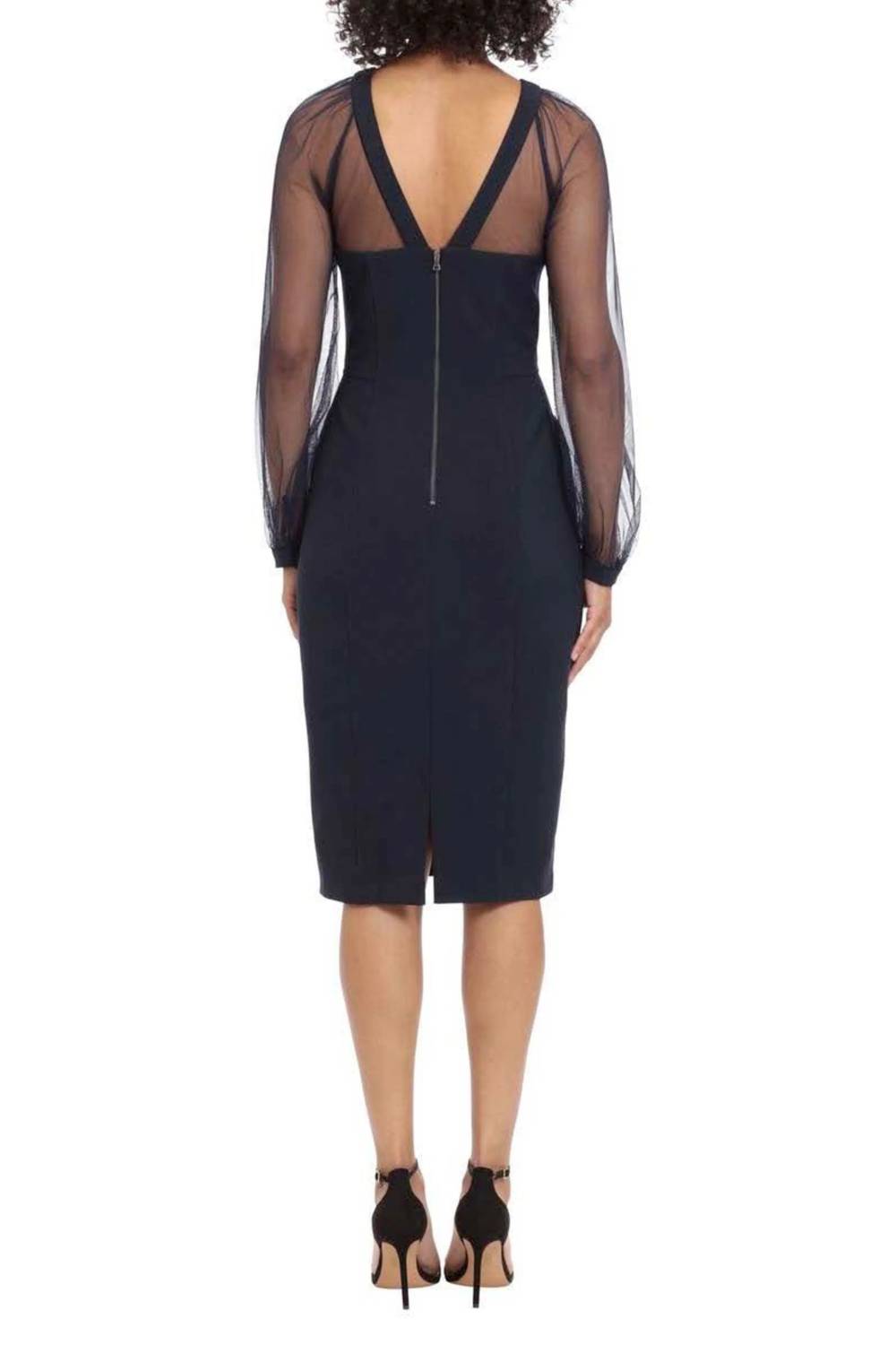 Maggy London - Illusion Mesh Neckline Sheath Dress