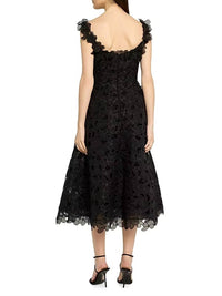 Teri Jon - Organza Lace Sleeveless 3D Flower Neckline A Line Dress