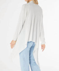 COCO + CARMEN Airweave Open Cardigan With Fringe in white - women's cardigan - detail view