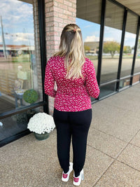 Hello Miz - Floral Long Sleeve Maternity Nursing Knit Top