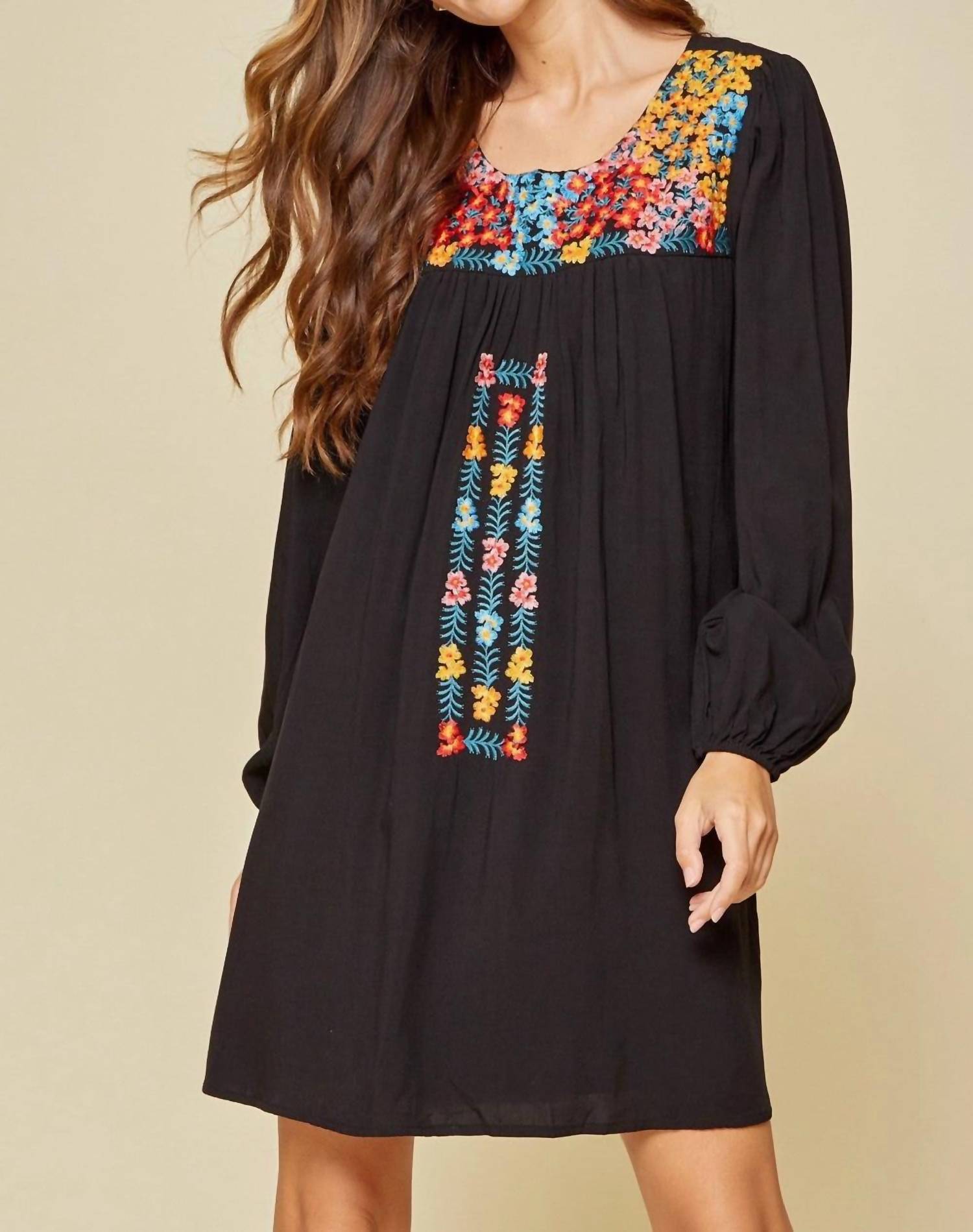 Andree By Unit - Floral Embroidered Long Sleeve Dress