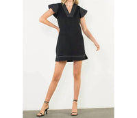 Thml - Striped Flutter Sleeve V-Neck Dress