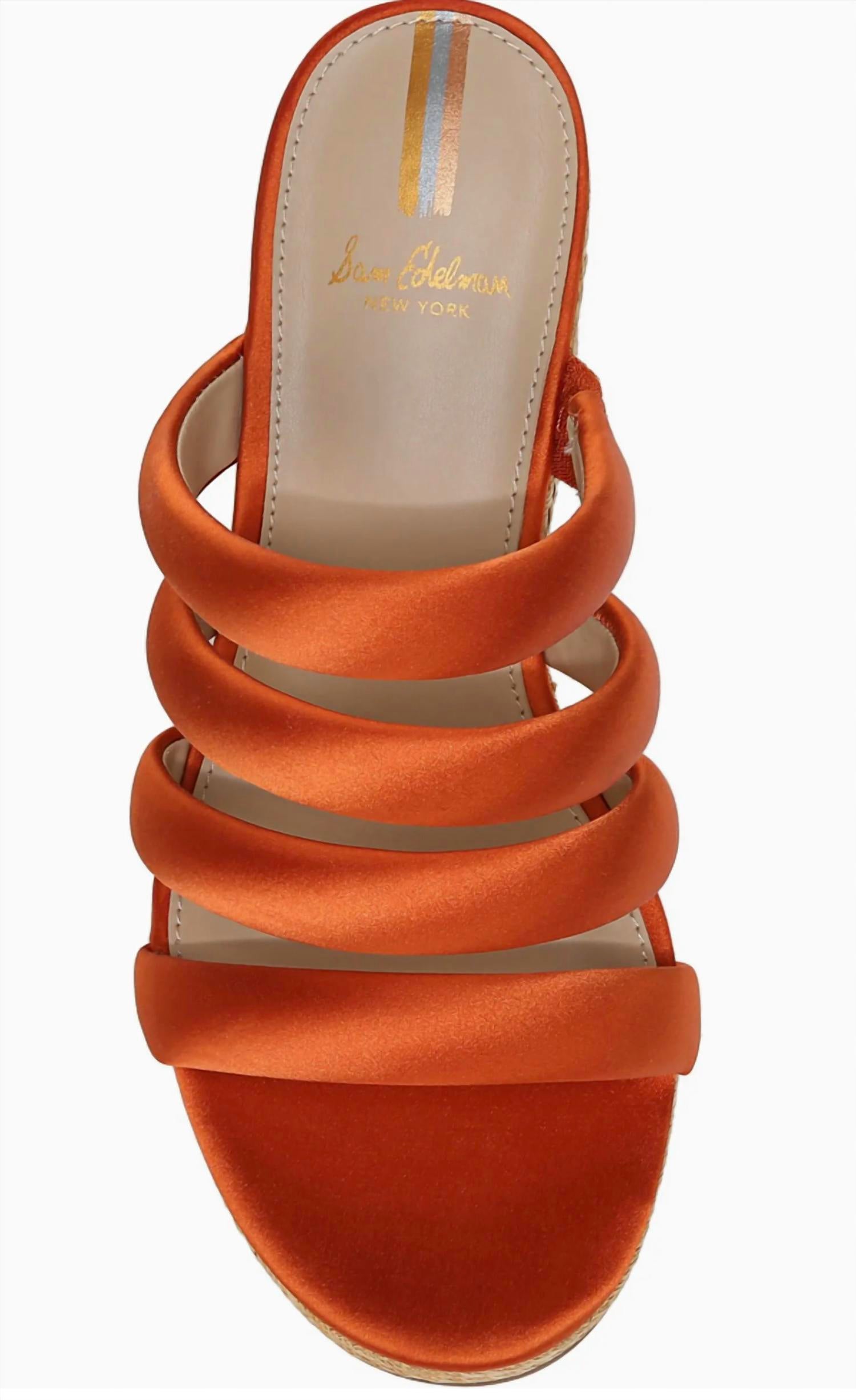 Sam Edelman Women's Yuki Wedges in orange satin - women's shoe - view 6