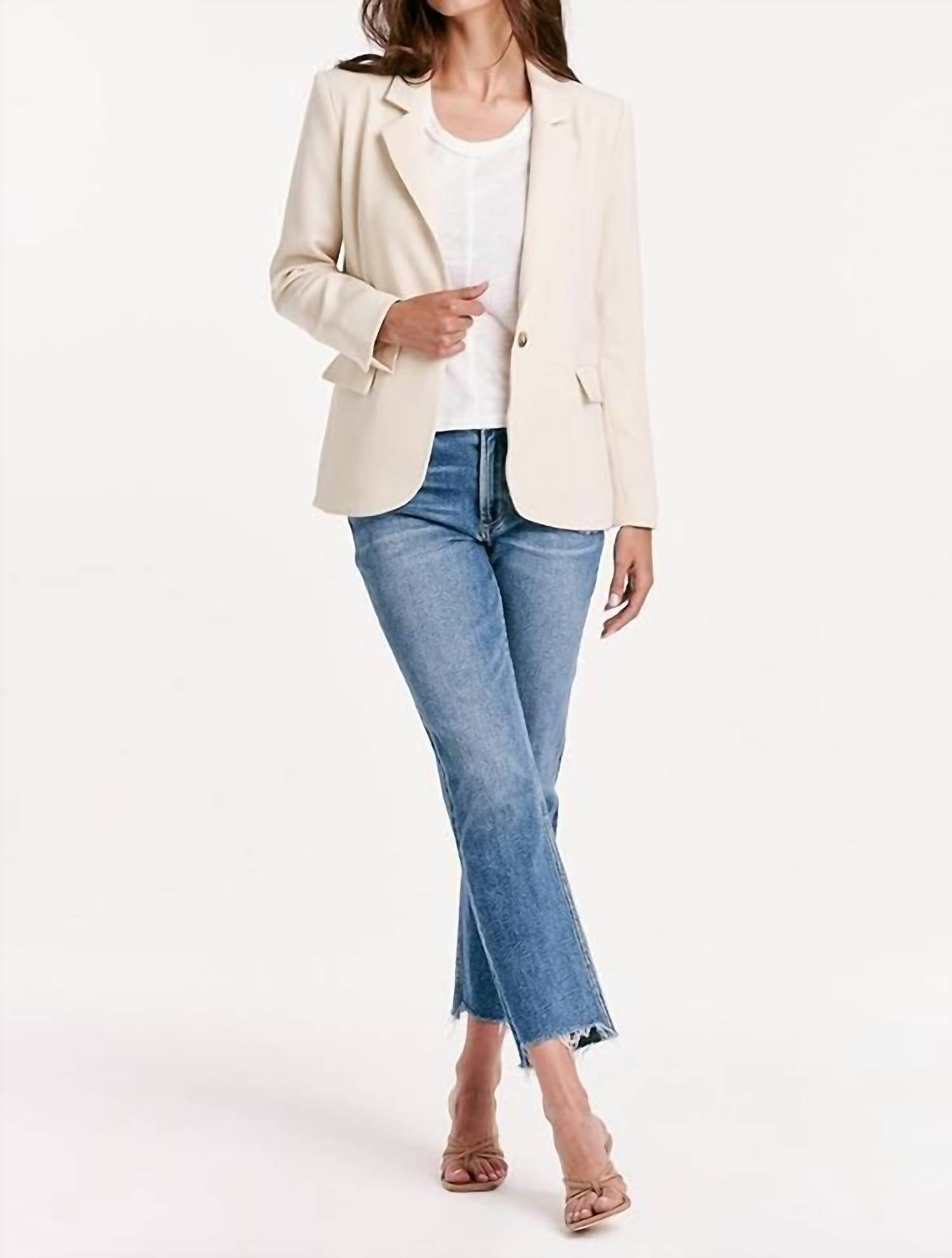 Another Love Berkley Long Sleeve Blazer in birch - women's jacket - view 4