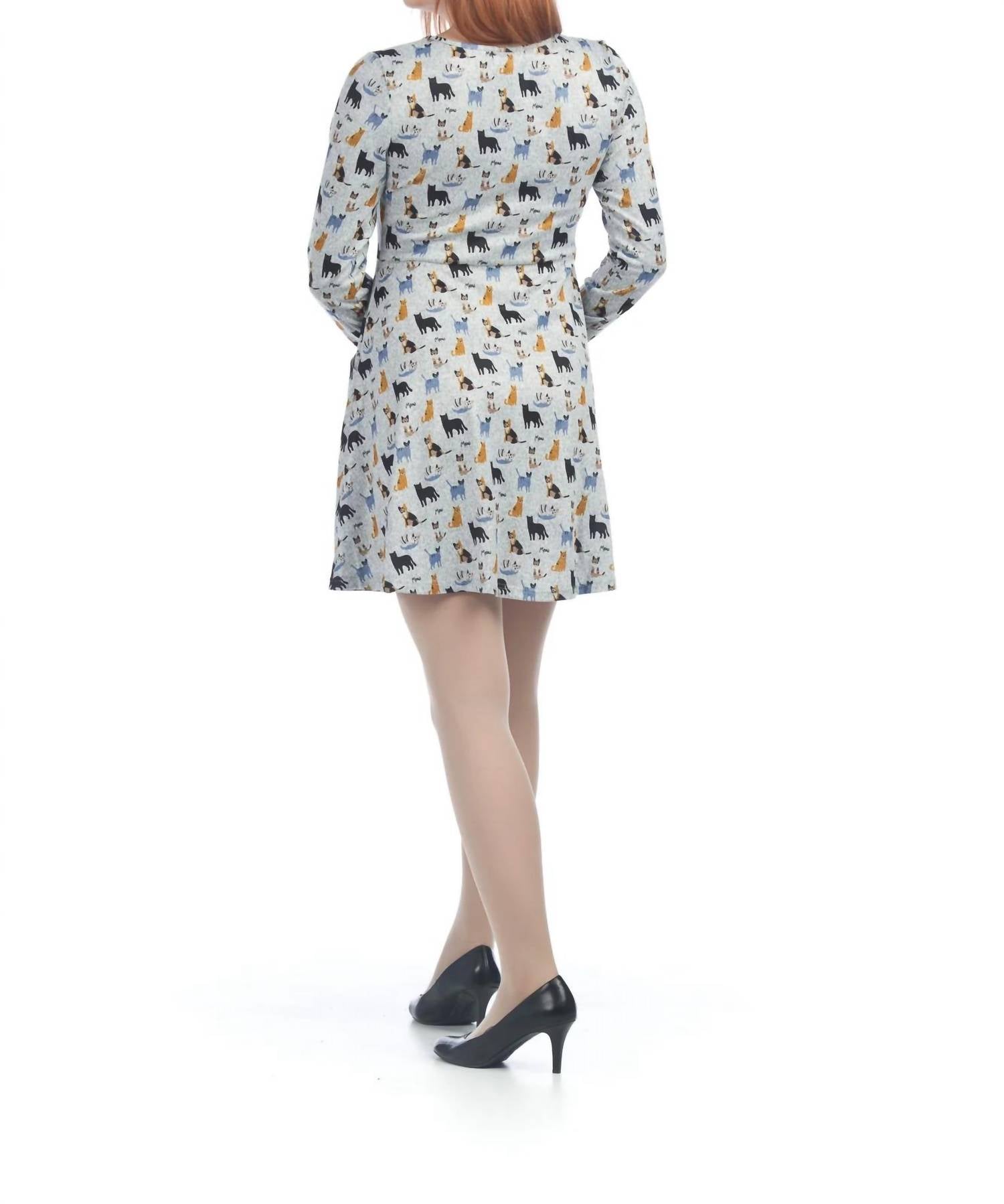 Papillon - Cat Print Sweater Dress