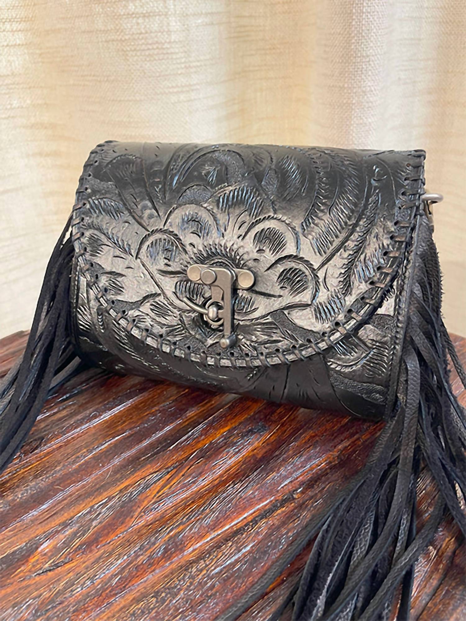 Juan Antonio - Women's Tooled Fringe Crossbody Bag