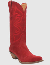 Dingo Women's Out West Suede Fashion Snip Toe Boots in red - women's shoe - detail view
