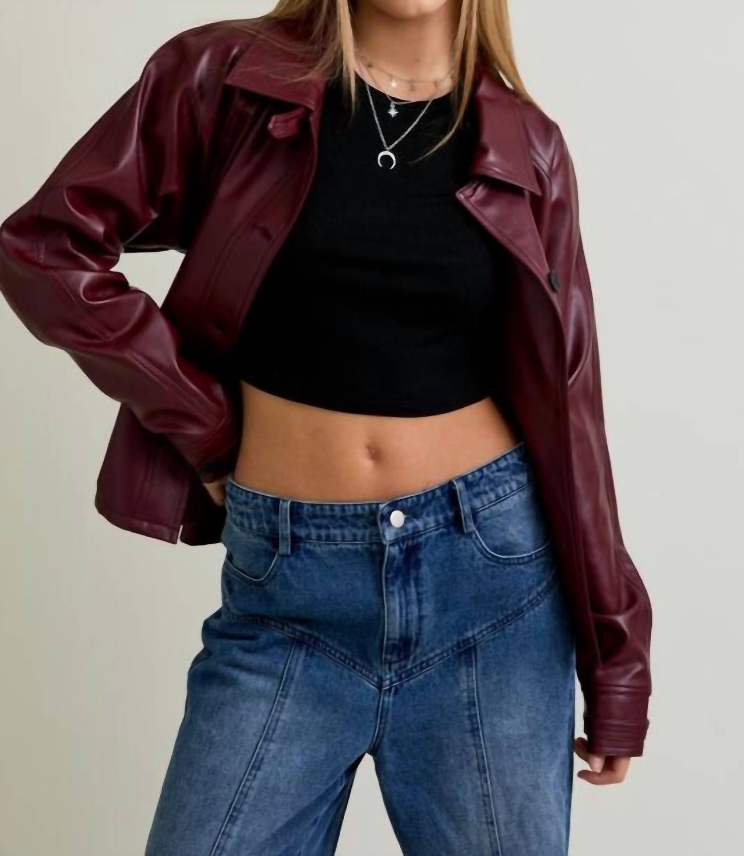 Le Lis - Short Faux Leather Trench Coat