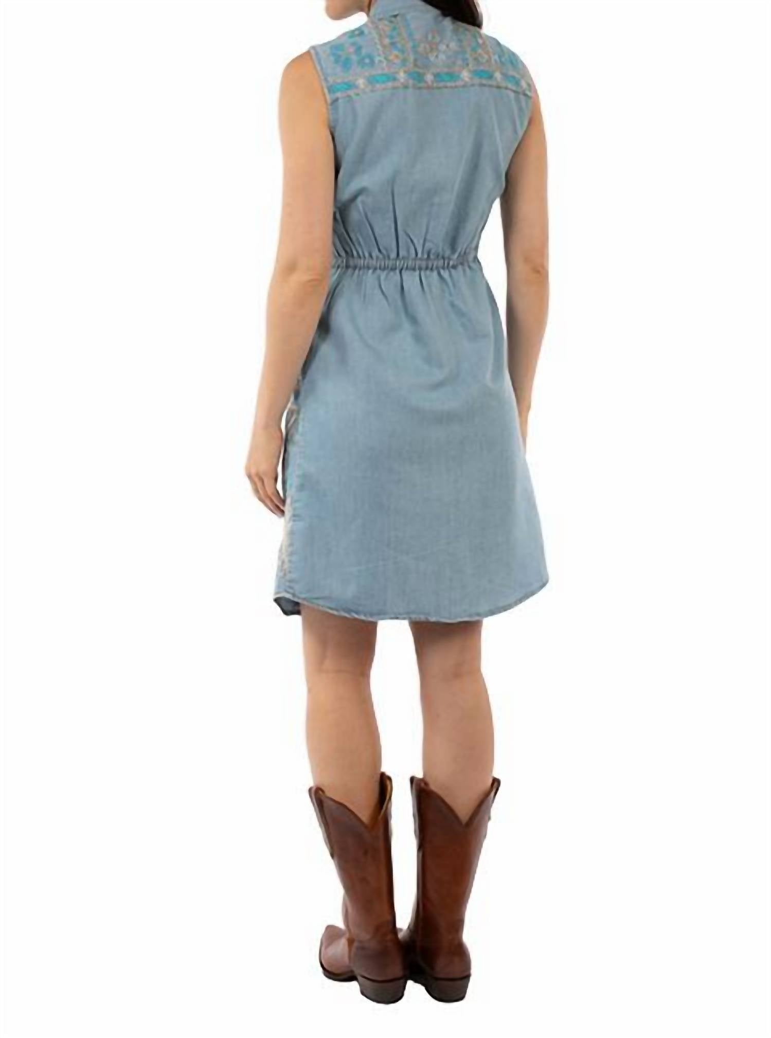 Scully - Sleeveless Denim Shirt Dress