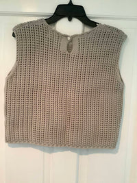 Elle Grey - Women's Sleeveless crochet knit top with crew neckline