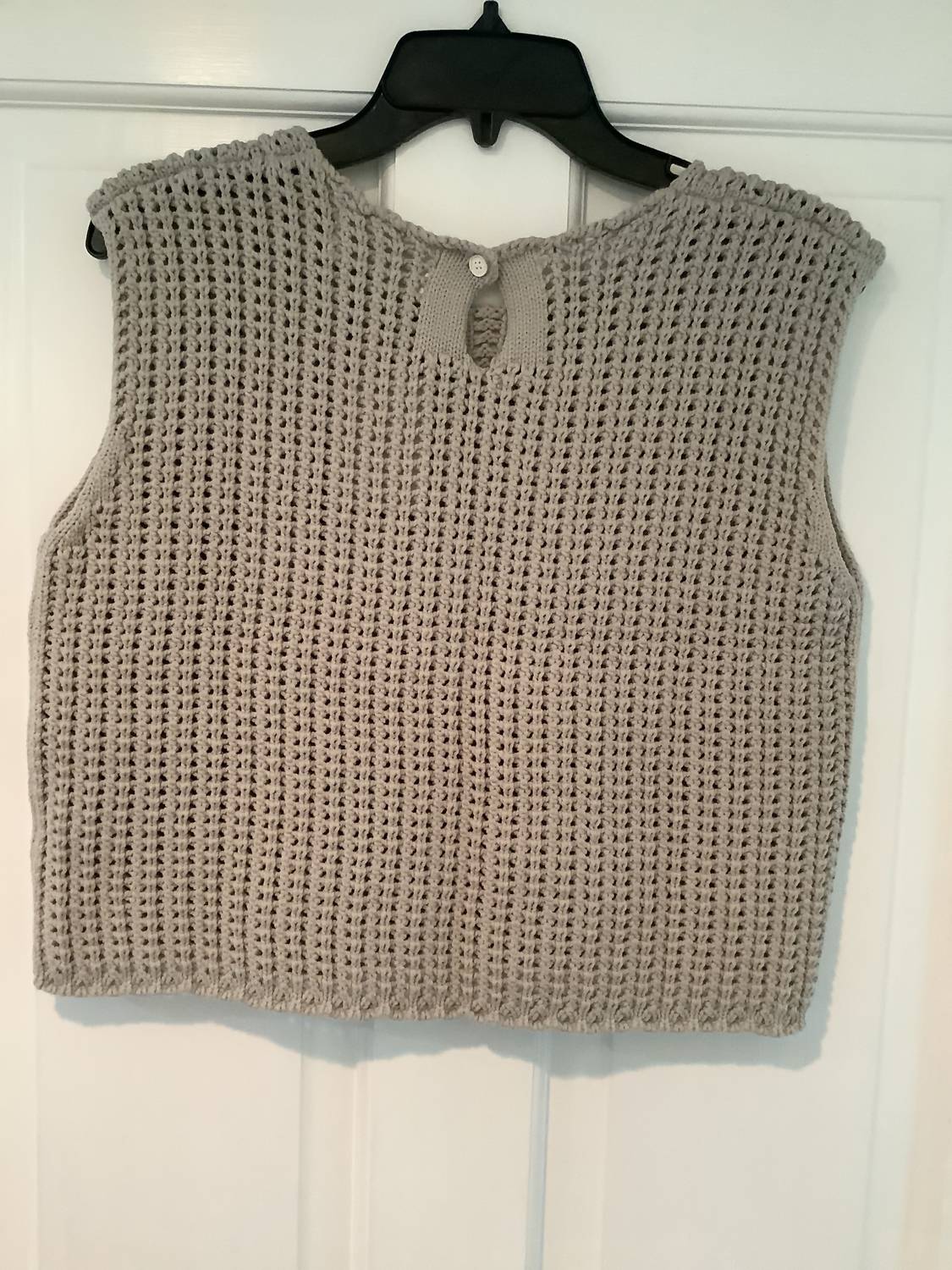 Elle Grey - Women's Sleeveless crochet knit top with crew neckline
