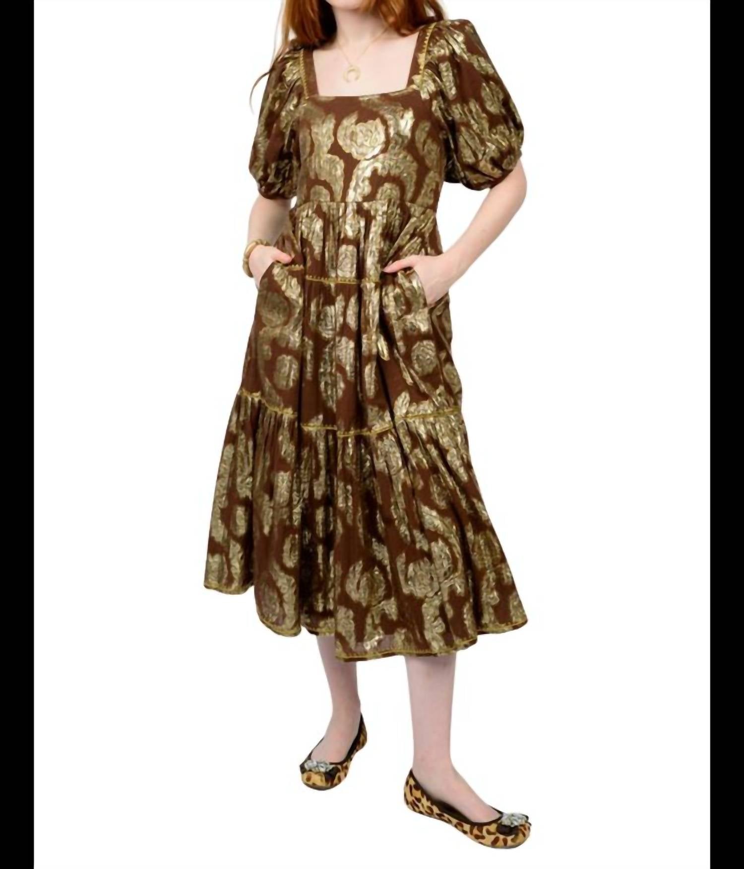 Ivy Jane - Metallic Roses Midi Dress