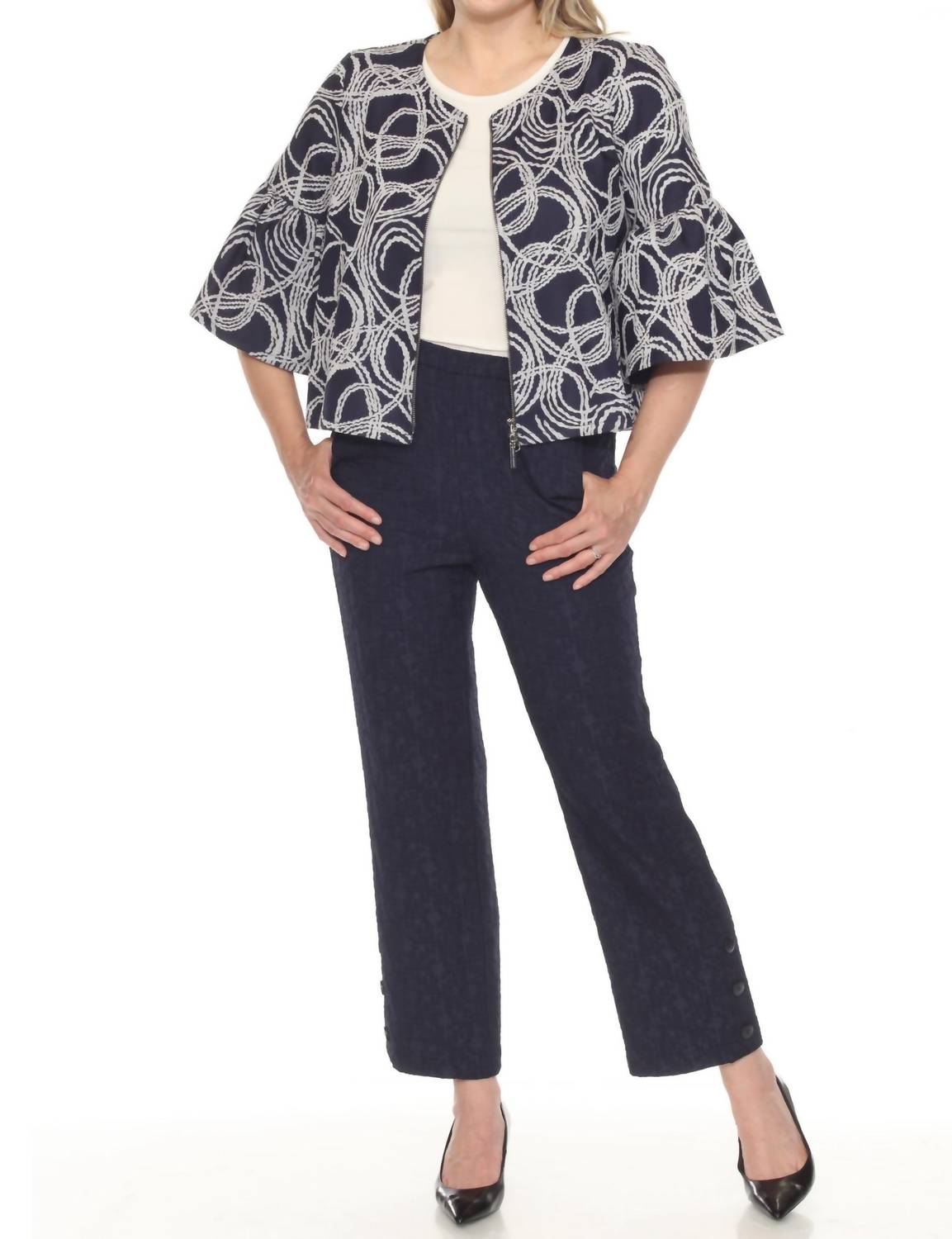Joseph Ribkoff - Jacquard Pull On Ankle Pants