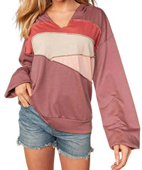 Sugarfox - Colorblock Vneck Hoodie
