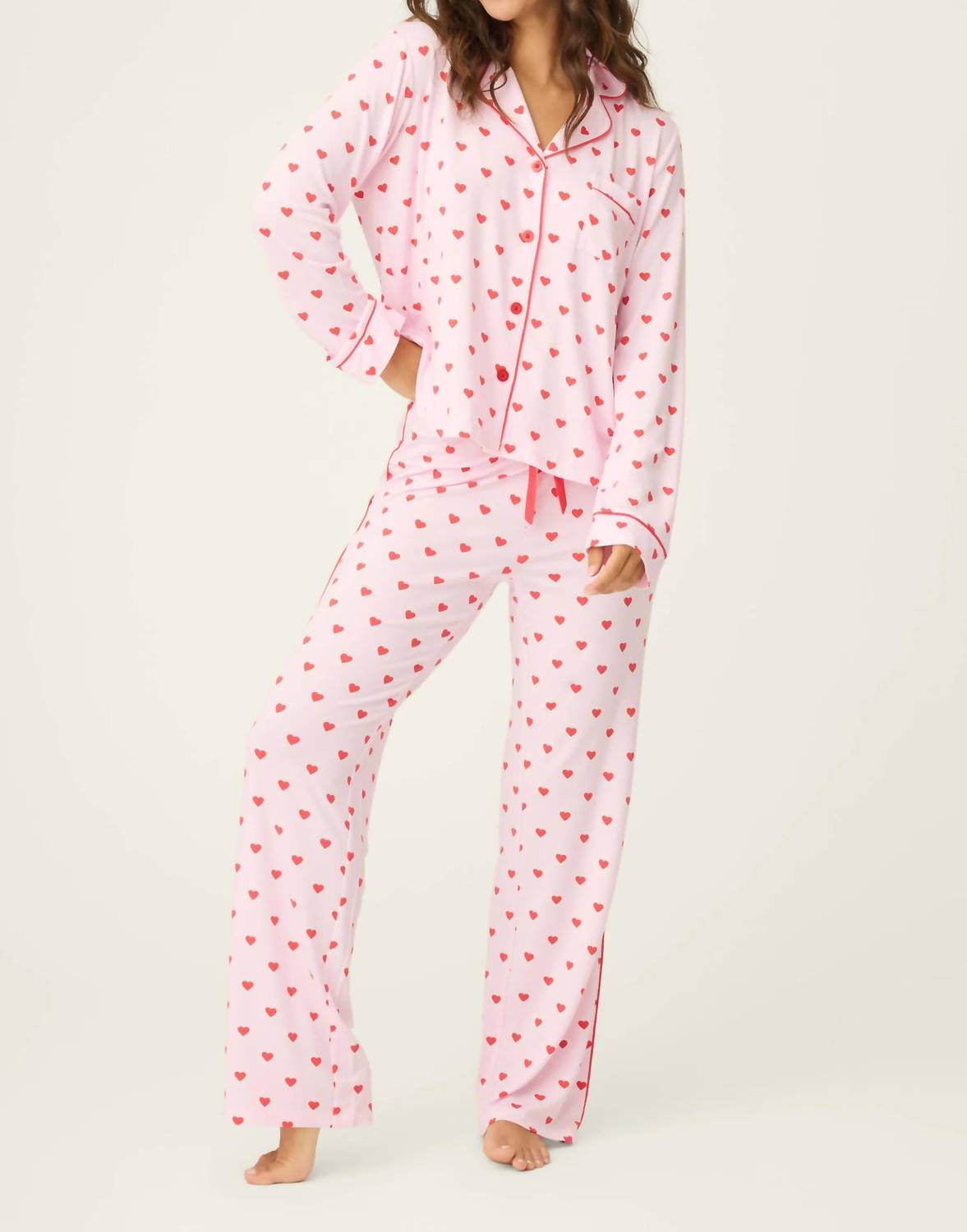 PJ Salvage Wildest Dreams Heart Print 3-Piece PJ Set in pink - women's intimate