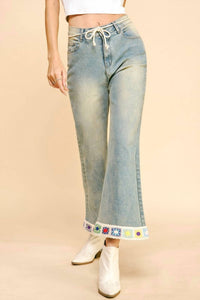 Davi & Dani - Crochet Trim Flare Jeans
