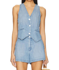 Bella Dahl Wren Pocket Vest in sea breeze - women's jacket