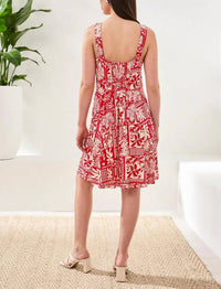 Tribal - Sleeveless Print Jersey V-neck Dress