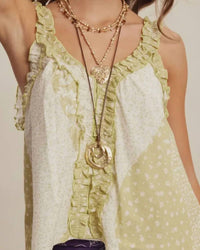 Listicle - Meadow Bloom Patchwork Ruffle Tank
