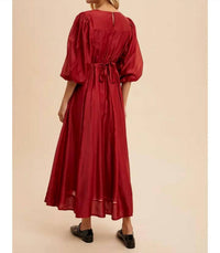 In-Loom - Tencel Fit and Flare Puff Sleeve Dress
