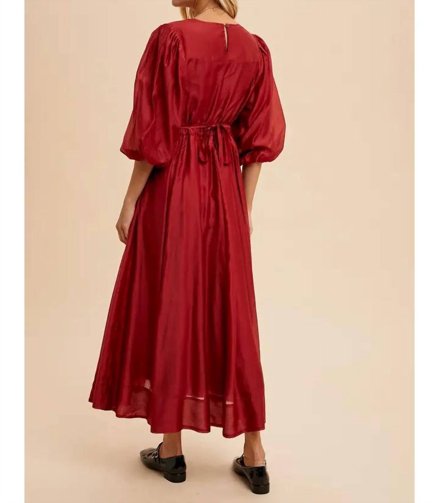 In-Loom - Tencel Fit and Flare Puff Sleeve Dress