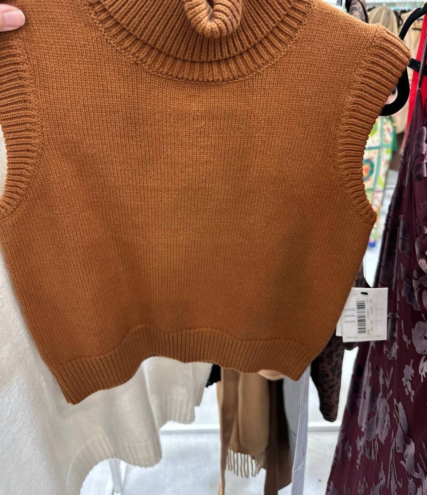 Fore Women's Joslyn Sweater Vest in camel brown - women's jacket