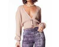 SAGE THE LABEL Adore You Cropped Cardigan in taupe - women's cardigan