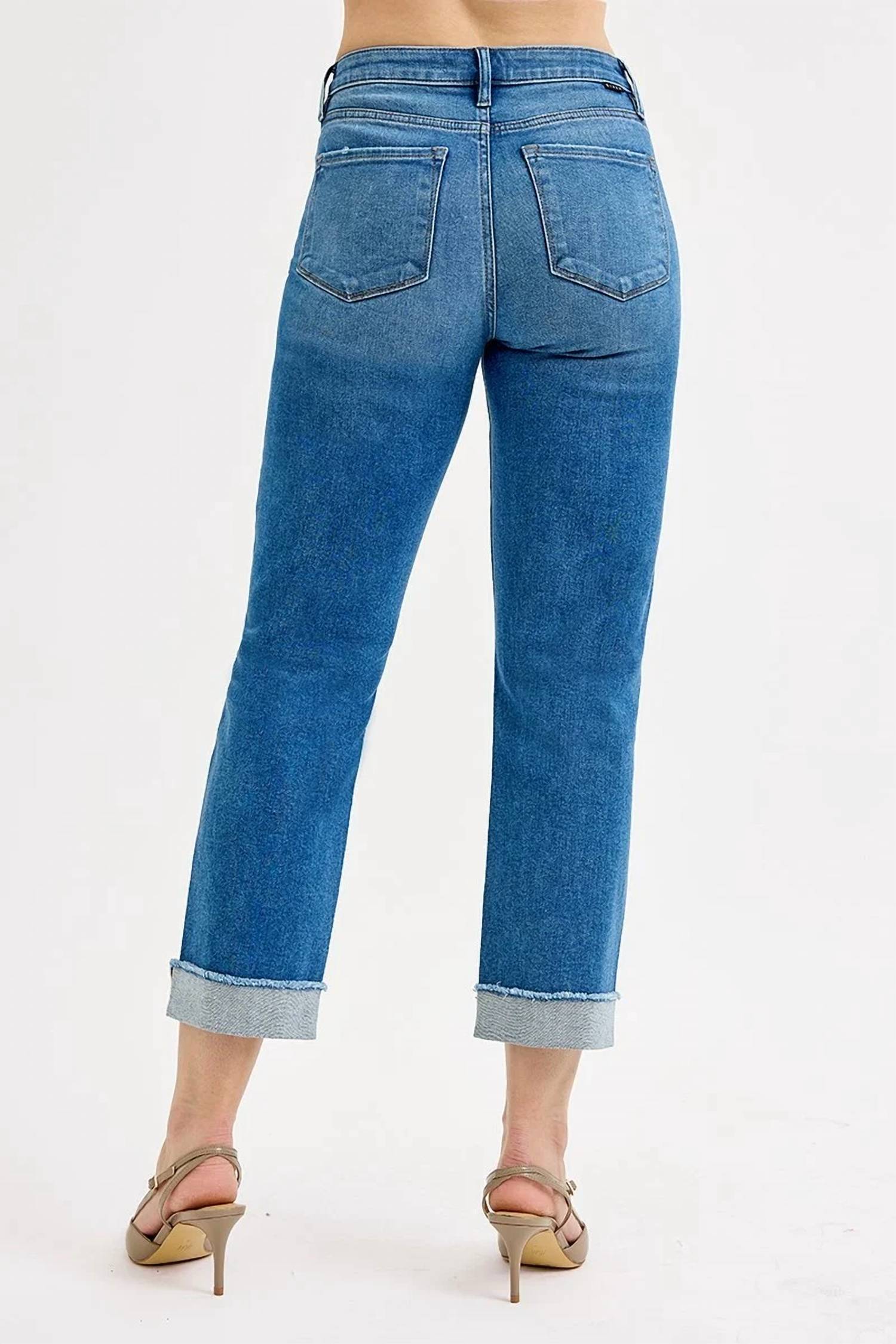 Risen - Women's High Rise Boyfriend Fit Ankle Jeans