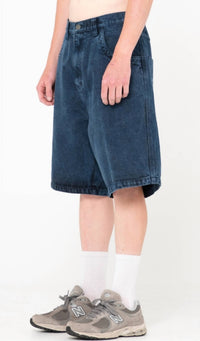 Rusty Flip Daddy Tapeless Jort in overdyed blue - men's shorts - alternate view