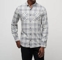 TravisMathew Cloud Flannel Plaid Shirt in vanilla ice quiet shade - men's shirt